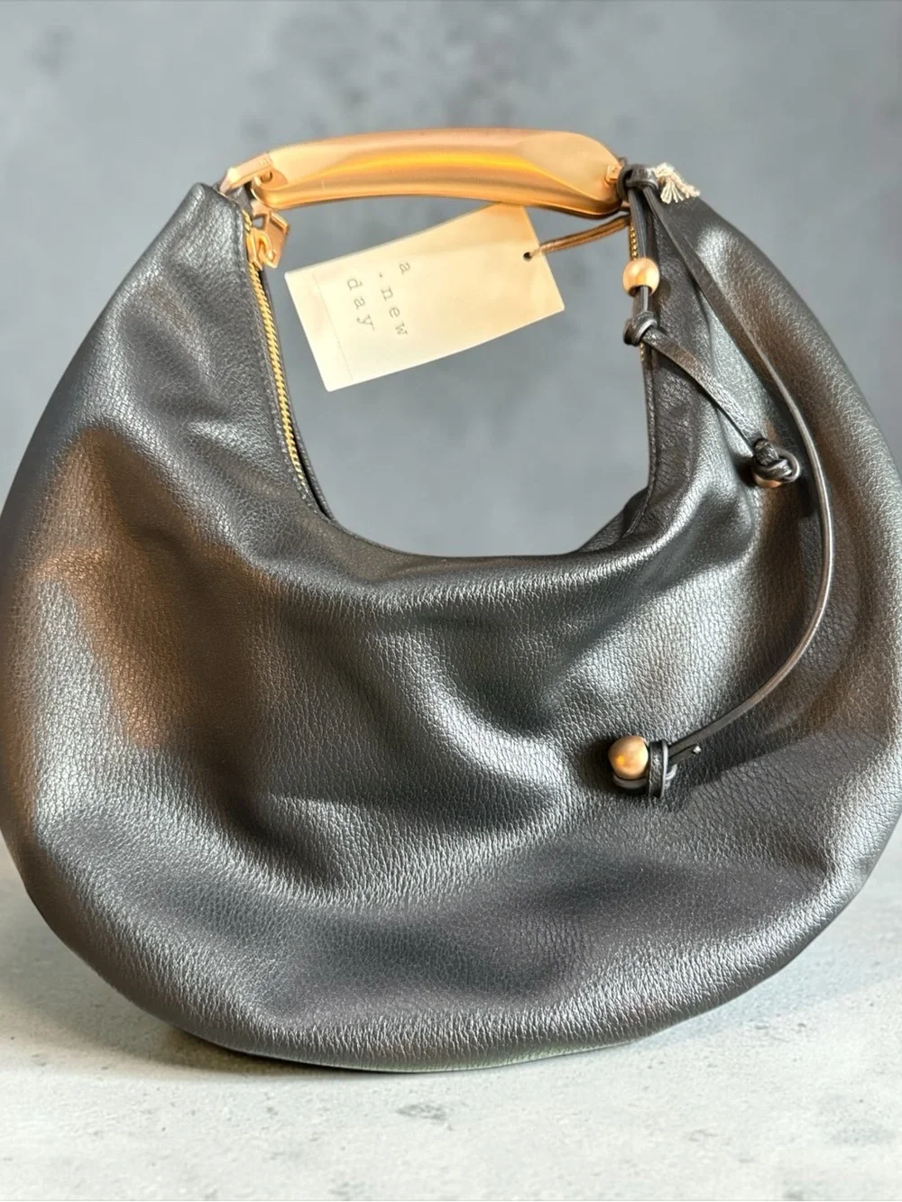 a new day Black Hobo Bag with Amber Handle